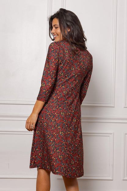 Robe Courte Keren Rouge À Fleurs