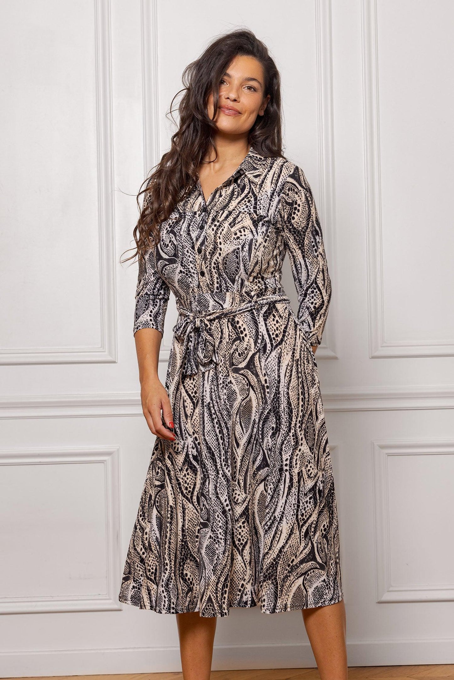 Robe Courte Sari Bleue Serpent