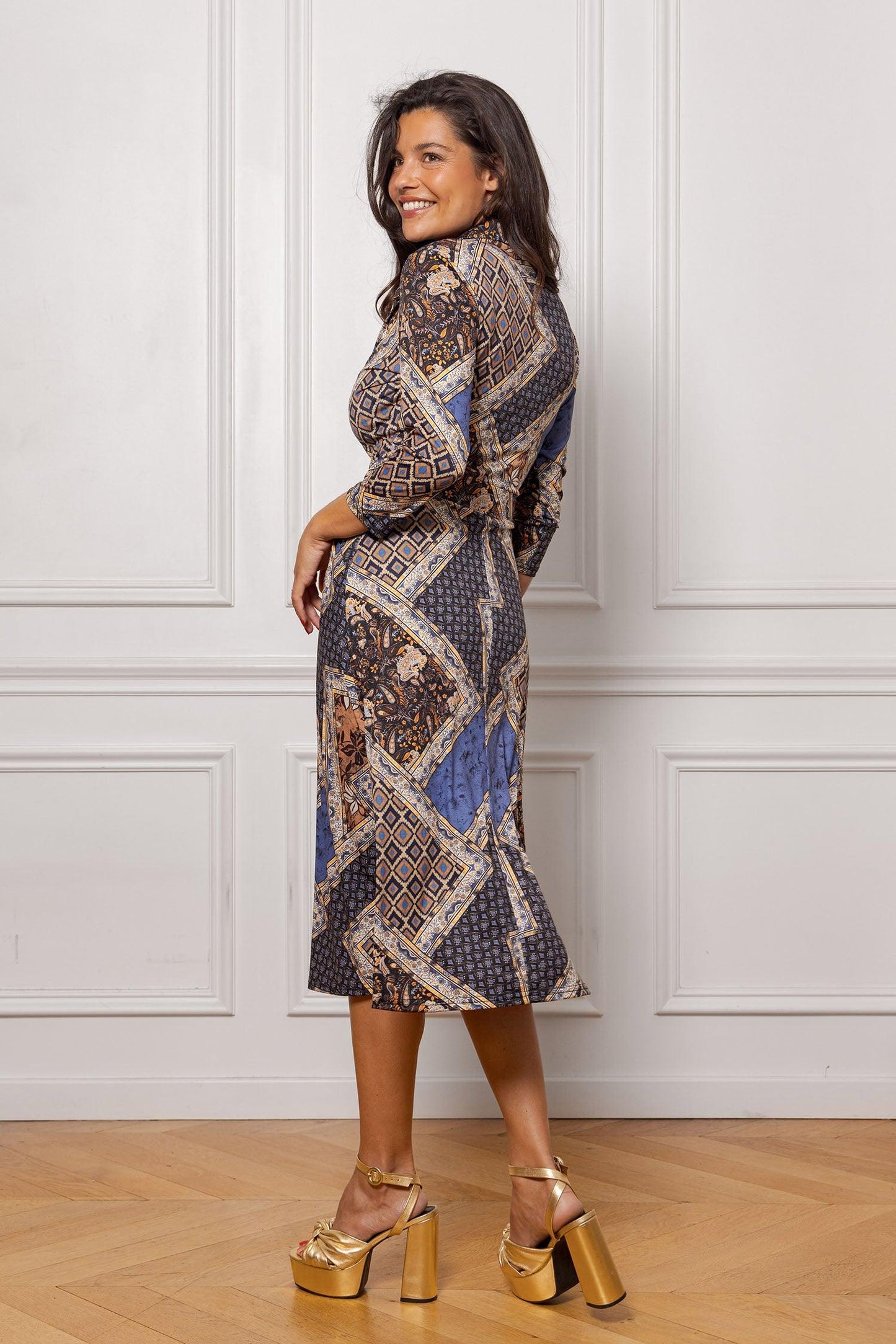 Bertine long graphic print dress