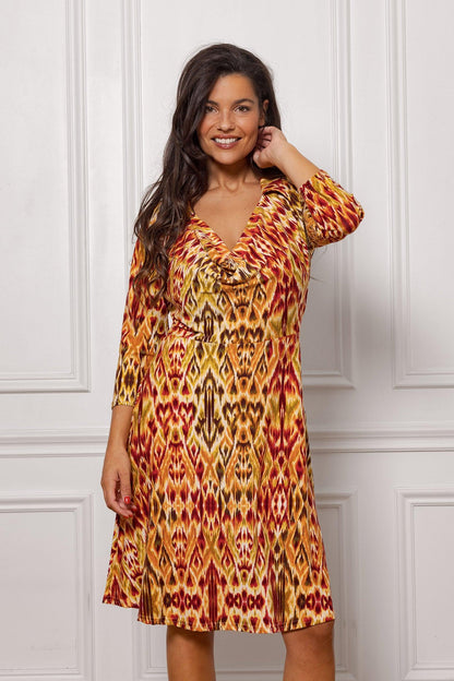 Robe Courte Besy Orange Ethnique