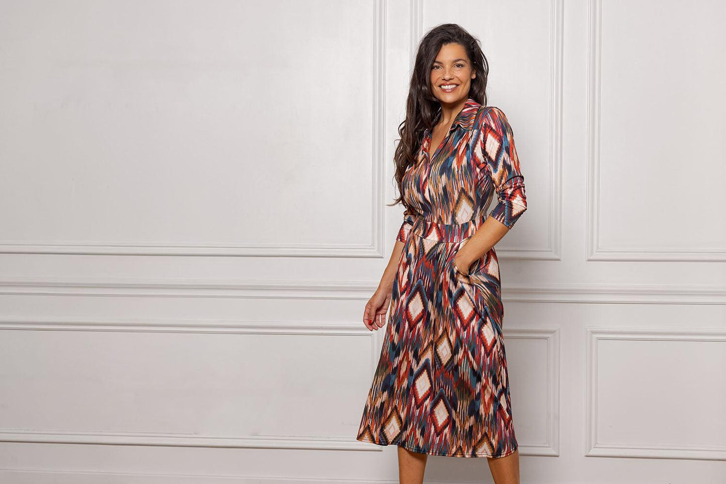 Bertine long graphic print dress