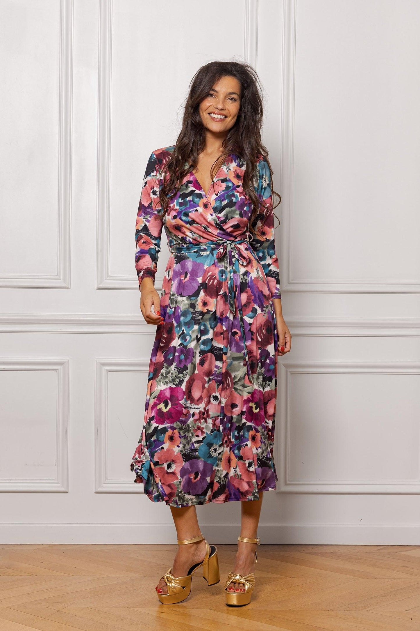 Robe Longue Rosas Blanche À Fleurs Multicolores