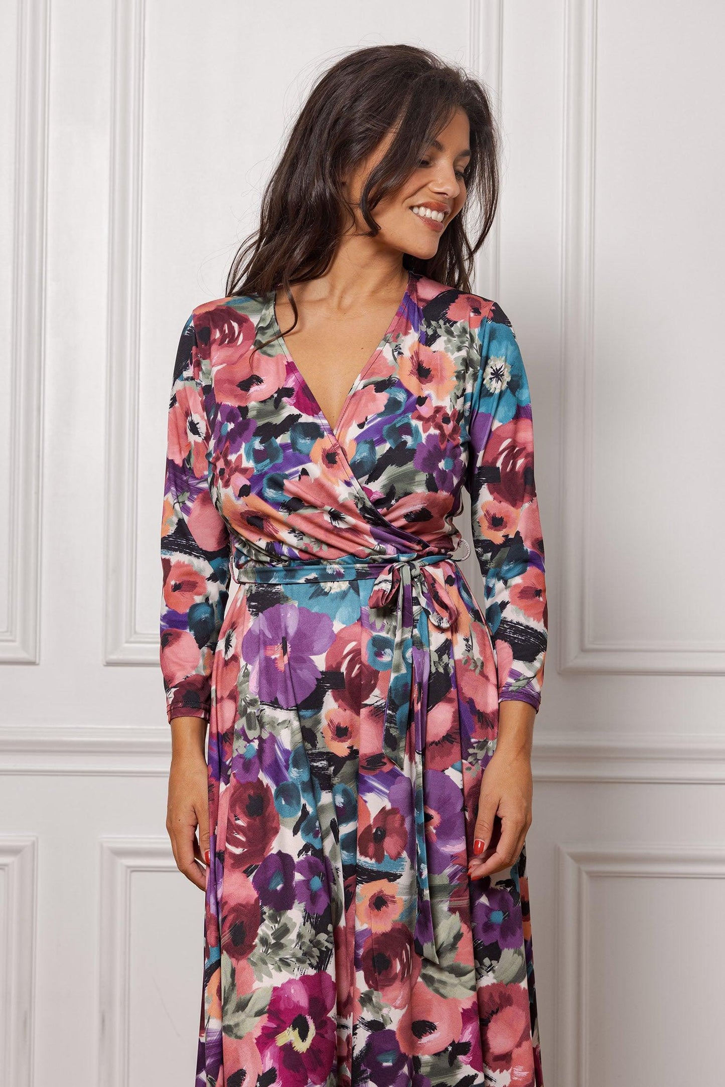 Robe Longue Rosas Blanche À Fleurs Multicolores