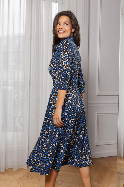 Langes Bertine-Kleid mit grafischem Print