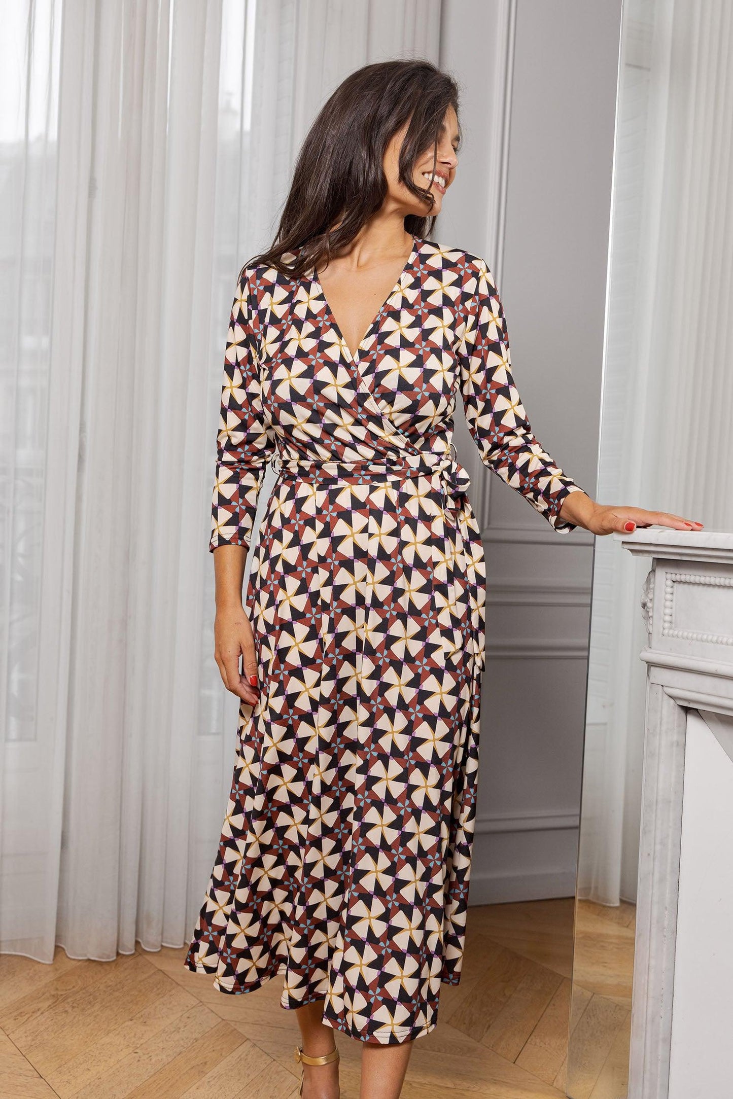 Robe Longue Rosas Fleurs Rétros