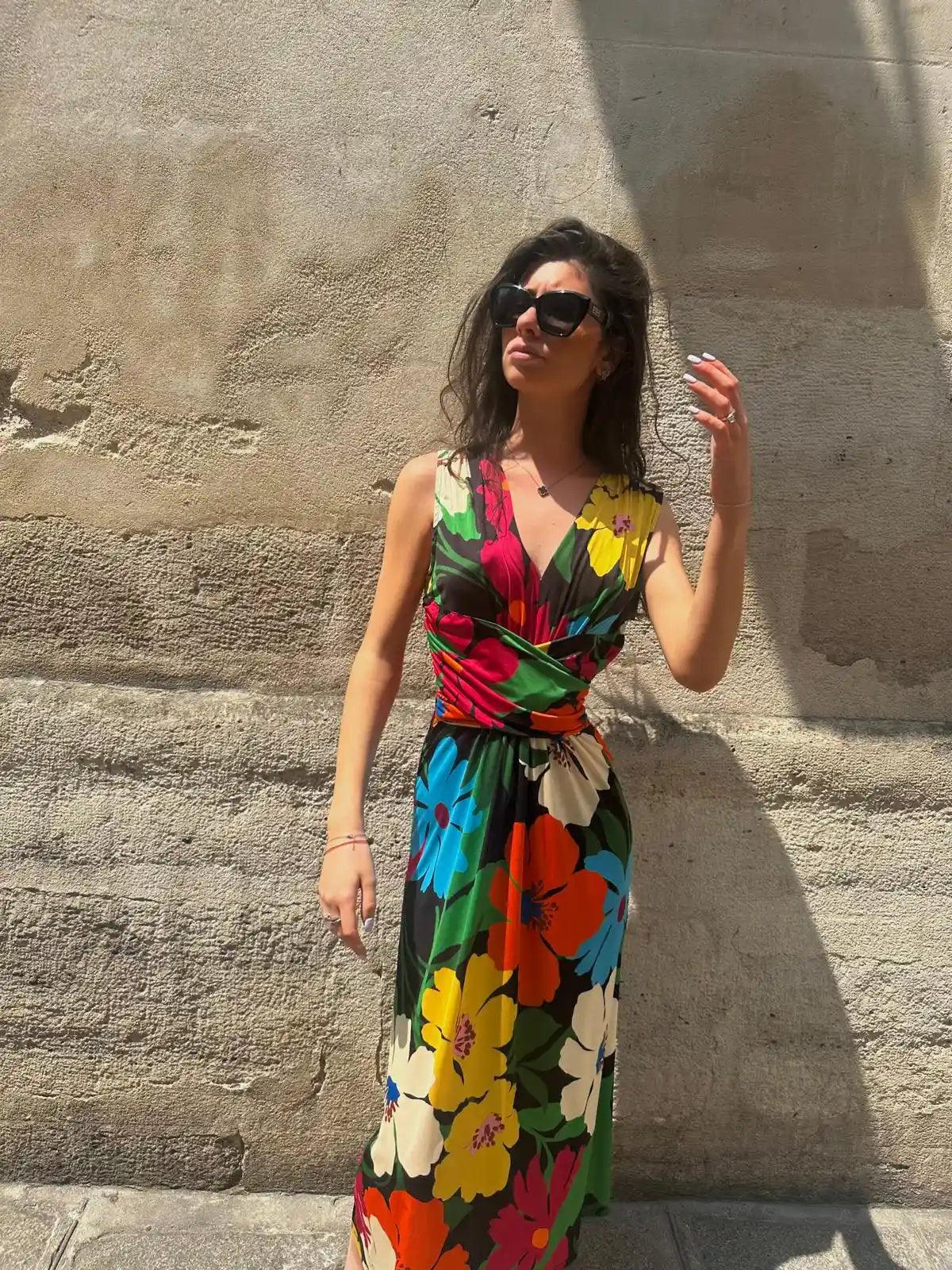 Robe Longue Jasmin Fleurs Multicolore