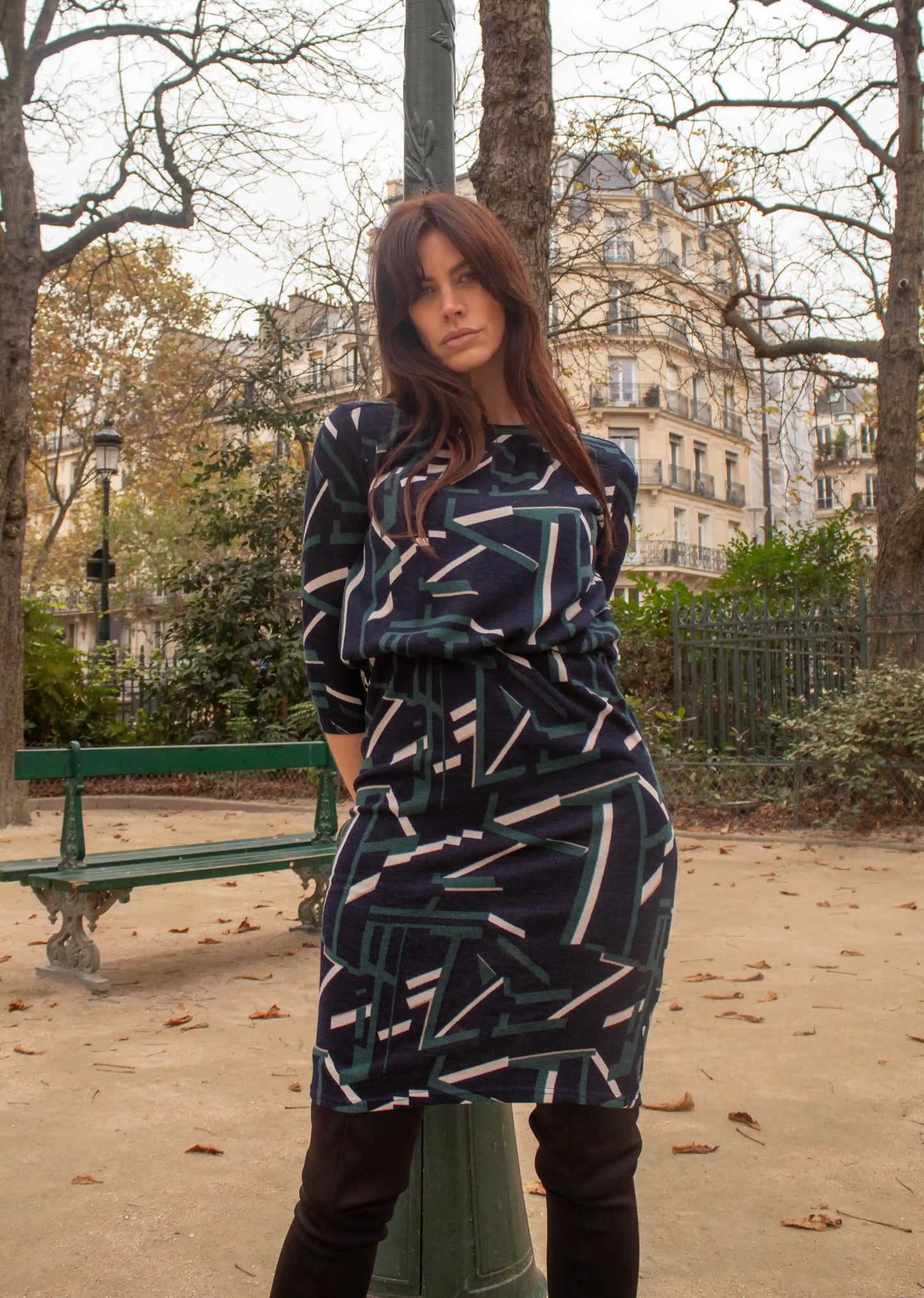 Robe Courte Zabayon Bleue Géométrique