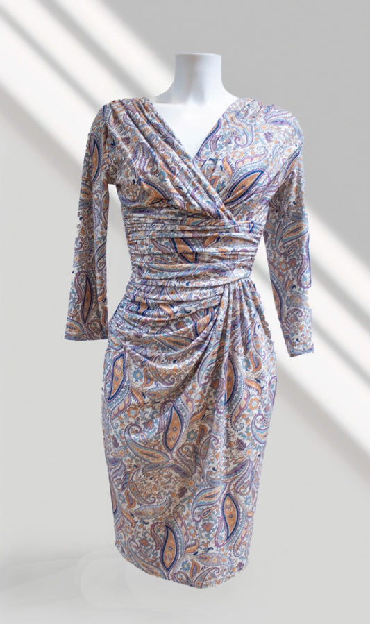 Robe Courte Alabama Blanche Cachemire Bleu