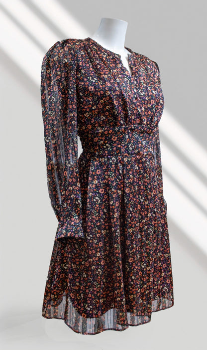 Robe Courte Alya Bleue Petites Fleurs Multicolores