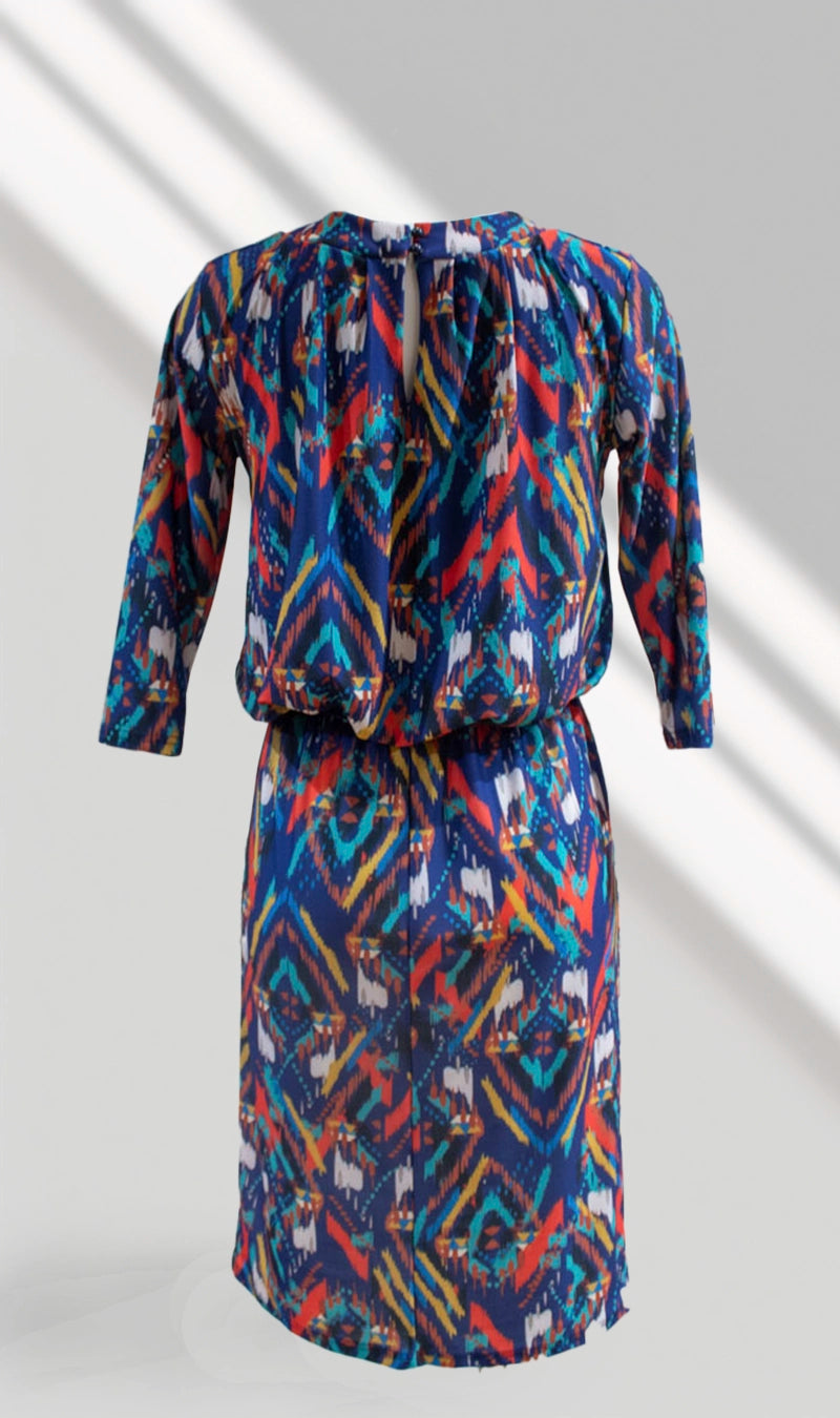 Robe Courte Zabayon Bleue Ethnique